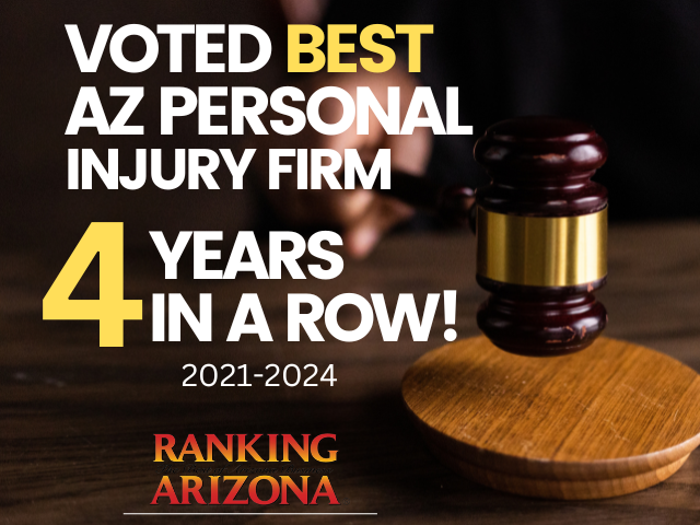 Voted best Arizona personal injury law firm 4 years in a row.